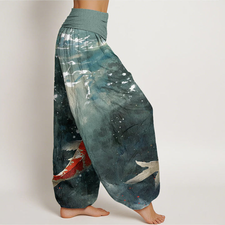 Buddha Stones Bunte Koi-Fische Ozean-Design Damen Haremshose mit elastischer Taille - image 3