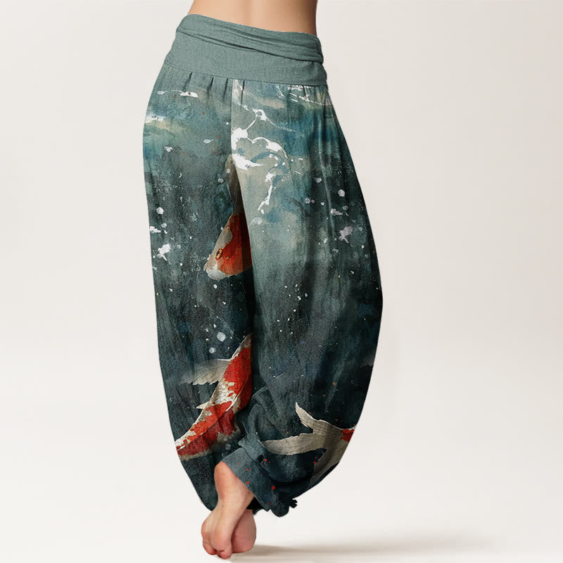 Buddha Stones Bunte Koi-Fische Ozean-Design Damen Haremshose mit elastischer Taille - image 2