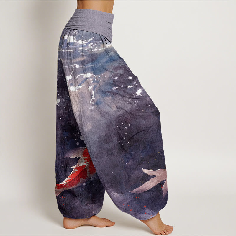 Buddha Stones Bunte Koi-Fische Ozean-Design Damen Haremshose mit elastischer Taille - image 7