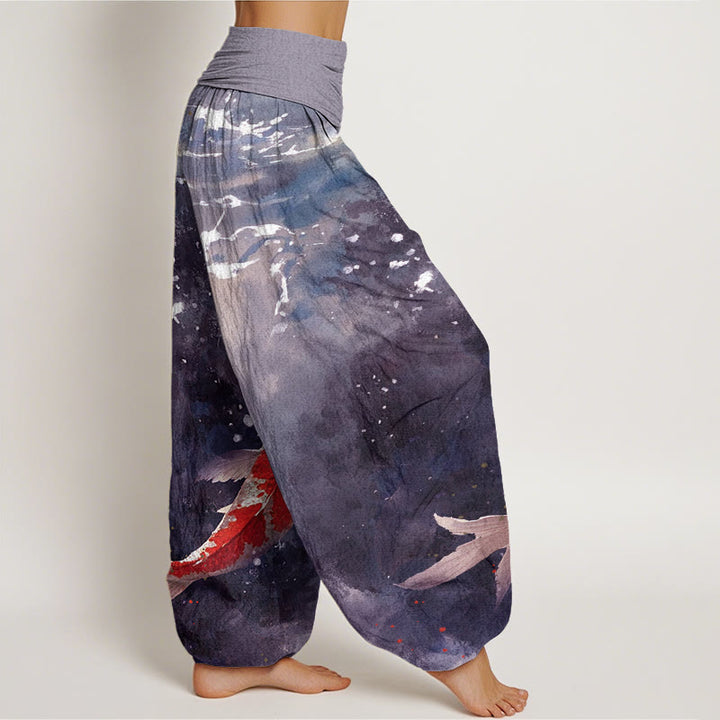 Buddha Stones Bunte Koi-Fische Ozean-Design Damen Haremshose mit elastischer Taille - image 7