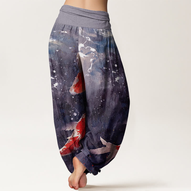 Buddha Stones Bunte Koi-Fische Ozean-Design Damen Haremshose mit elastischer Taille - image 6