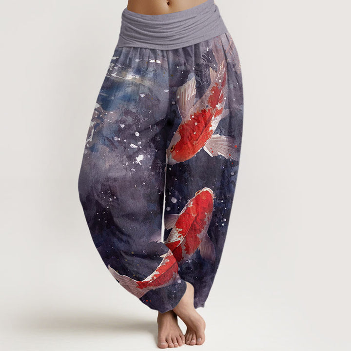 Buddha Stones Bunte Koi-Fische Ozean-Design Damen Haremshose mit elastischer Taille - Lavendel - US22， UK/AU26，EU54 (6XL) - image 5