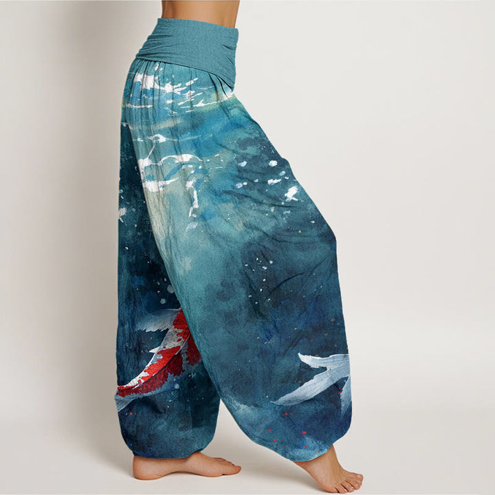 Buddha Stones Bunte Koi-Fische Ozean-Design Damen Haremshose mit elastischer Taille - image 10