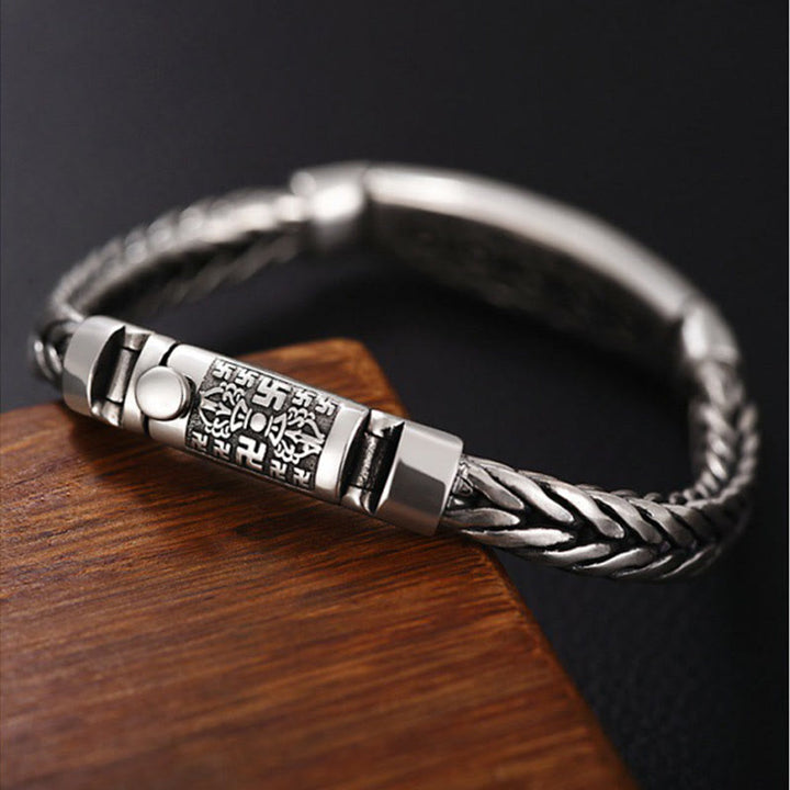 Buddha Stones, tibetisches Kupfergewebe, Om Mani Padme Hum, Relief, Vajra, Peace-Metallarmband
