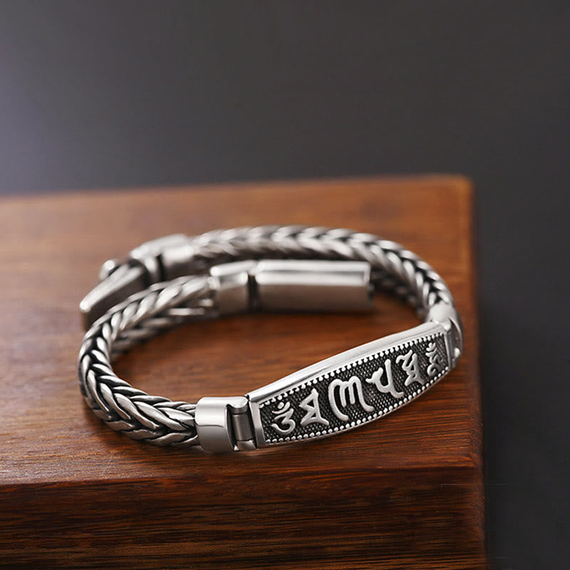 Buddha Stones, tibetisches Kupfergewebe, Om Mani Padme Hum, Relief, Vajra, Peace-Metallarmband