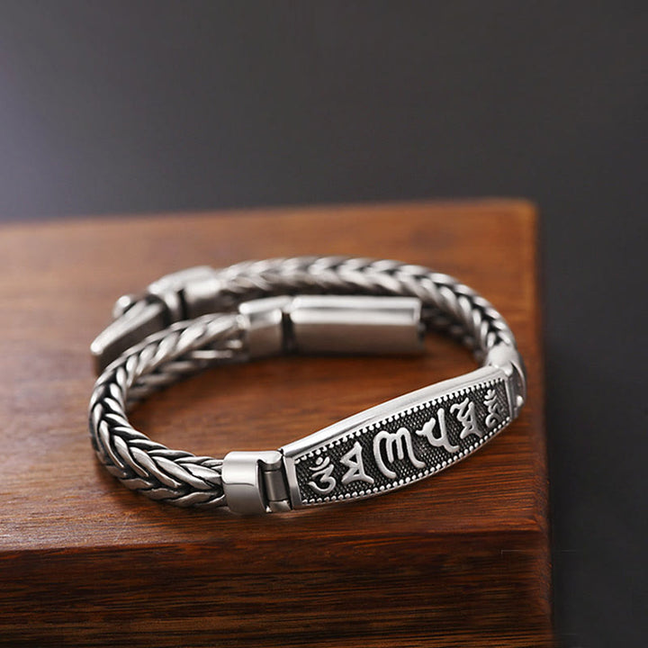 Buddha Stones, tibetisches Kupfergewebe, Om Mani Padme Hum, Relief, Vajra, Peace-Metallarmband