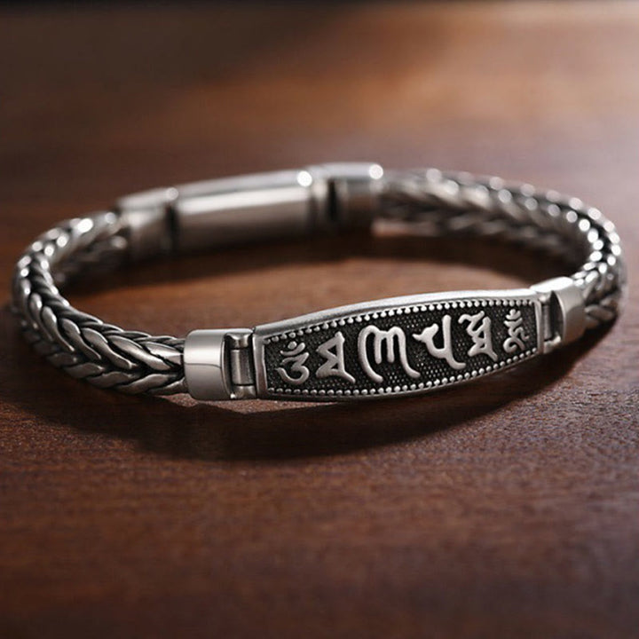 Buddha Stones, tibetisches Kupfergewebe, Om Mani Padme Hum, Relief, Vajra, Peace-Metallarmband