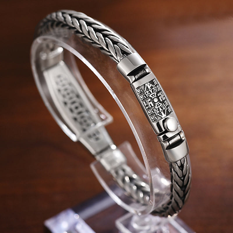 Buddha Stones, tibetisches Kupfergewebe, Om Mani Padme Hum, Relief, Vajra, Peace-Metallarmband