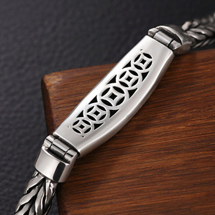 Buddha Stones, tibetisches Kupfergewebe, Om Mani Padme Hum, Relief, Vajra, Peace-Metallarmband
