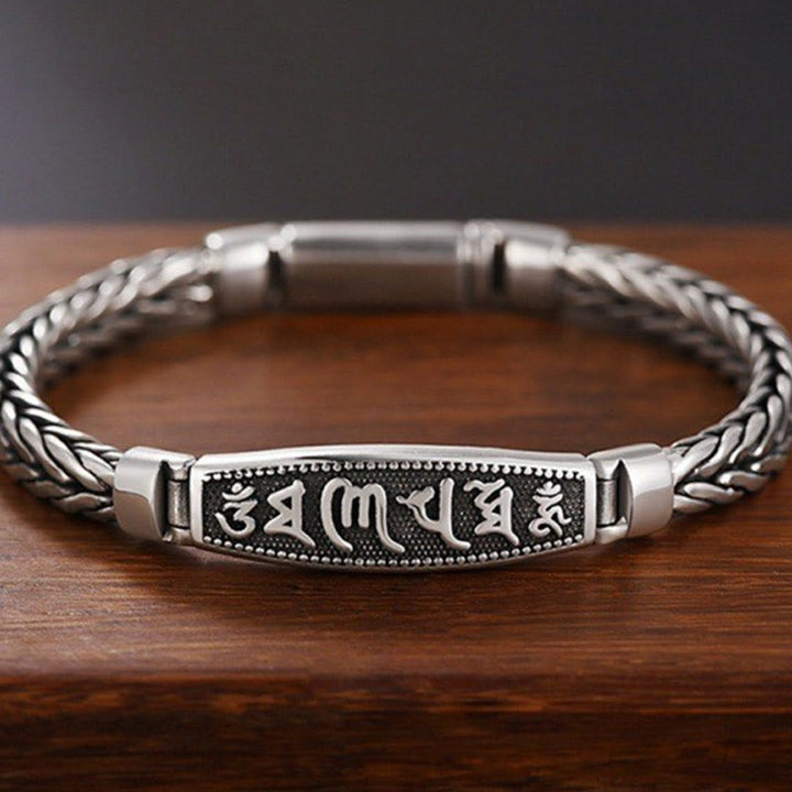 Buddha Stones, tibetisches Kupfergewebe, Om Mani Padme Hum, Relief, Vajra, Peace-Metallarmband