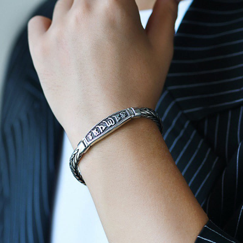 Buddha Stones, tibetisches Kupfergewebe, Om Mani Padme Hum, Relief, Vajra, Peace-Metallarmband
