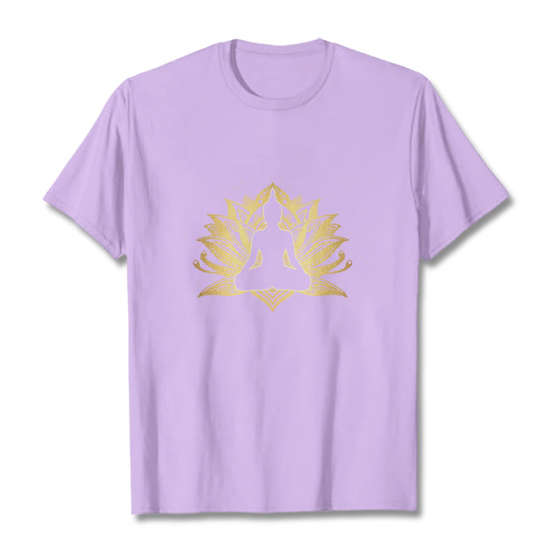 Buddha Stones ​​Golden Lotus Meditation Buddha T T-shirt - Pflaume - 2XL - image 17