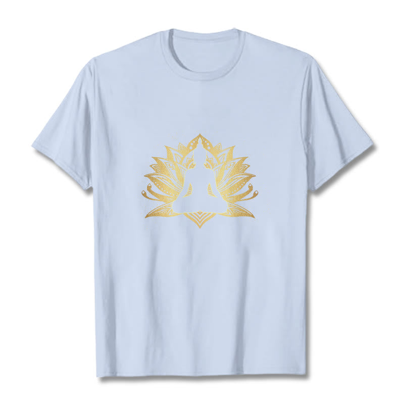 Buddha Stones ​​Golden Lotus Meditation Buddha T T-shirt - Hellcyan - 2XL - image 18