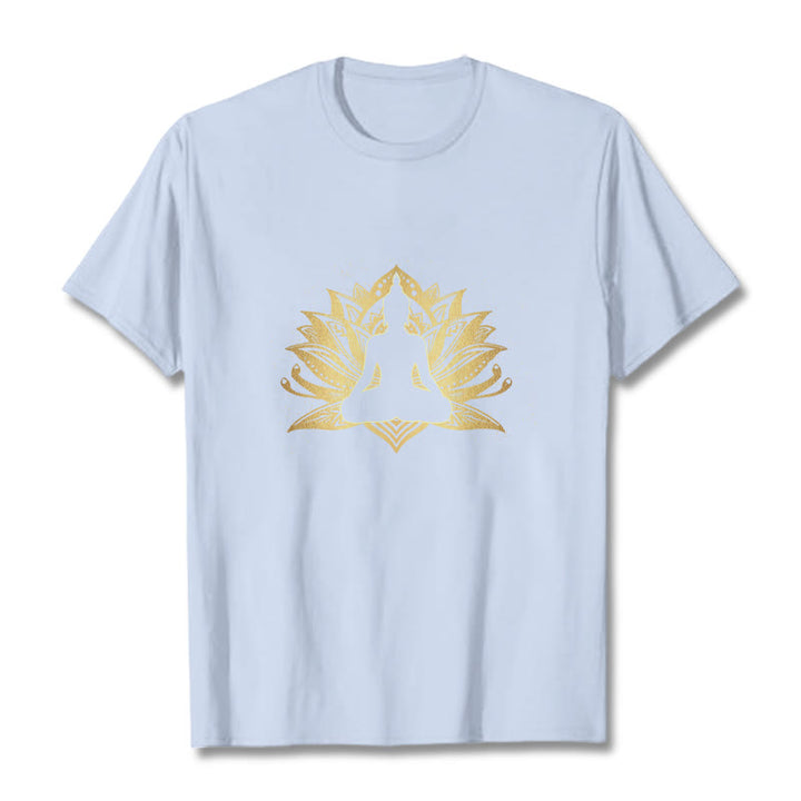 Buddha Stones ​​Golden Lotus Meditation Buddha T T-shirt - Hellcyan - 2XL - image 18
