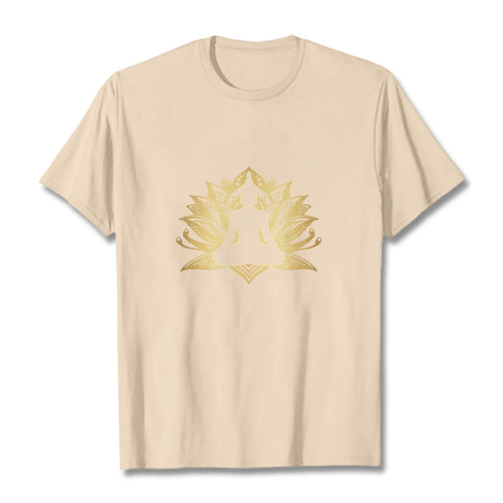 Buddha Stones ​​Golden Lotus Meditation Buddha T T-shirt - Bisque - 2XL - image 9