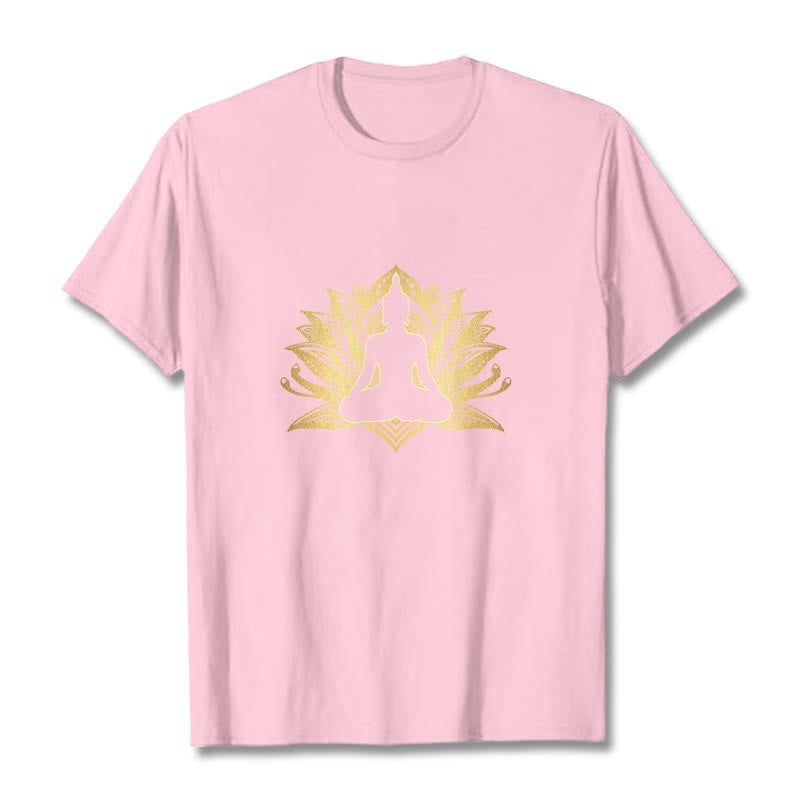 Buddha Stones ​​Golden Lotus Meditation Buddha T T-shirt - Hellrosa - 2XL - image 12