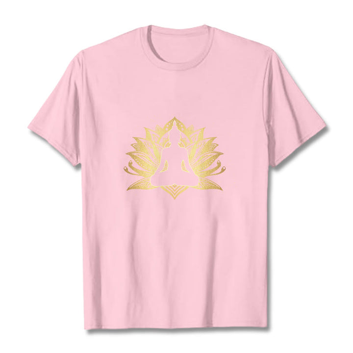 Buddha Stones ​​Golden Lotus Meditation Buddha T T-shirt - Hellrosa - 2XL - image 13