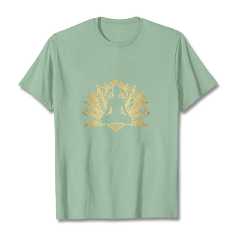 Buddha Stones ​​Golden Lotus Meditation Buddha T T-shirt - Blassgrün - 2XL - image 15