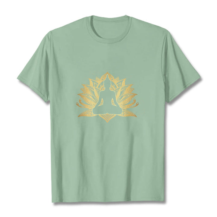 Buddha Stones ​​Golden Lotus Meditation Buddha T T-shirt - Blassgrün - 2XL - image 15