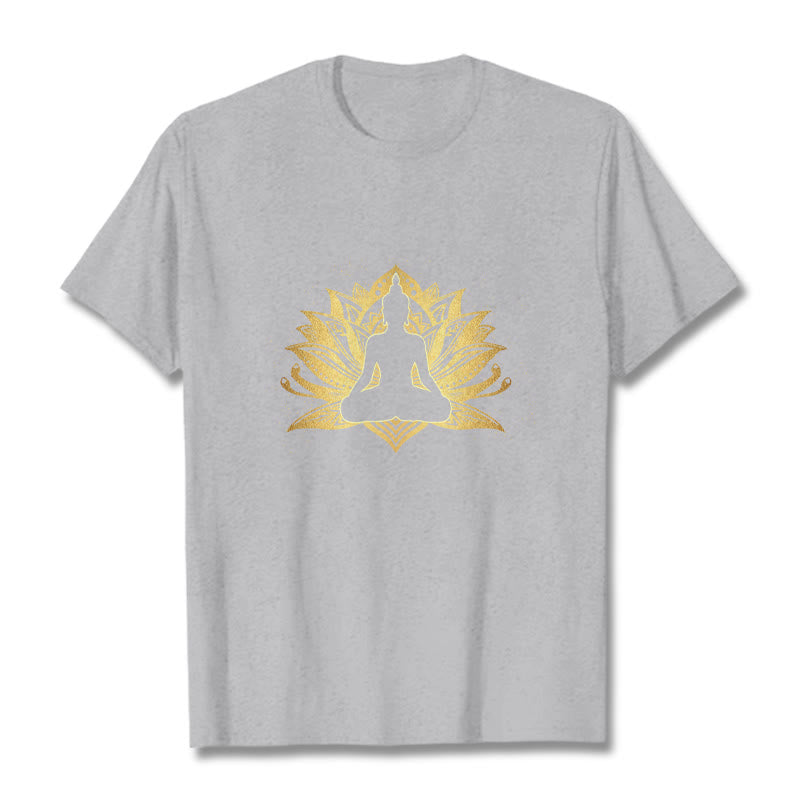 Buddha Stones ​​Golden Lotus Meditation Buddha T T-shirt - Hellgrau - 2XL - image 19
