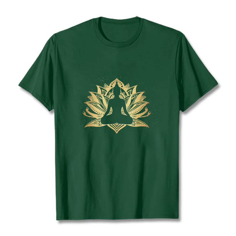 Buddha Stones ​​Golden Lotus Meditation Buddha T T-shirt - Waldgrün - 2XL - image 10