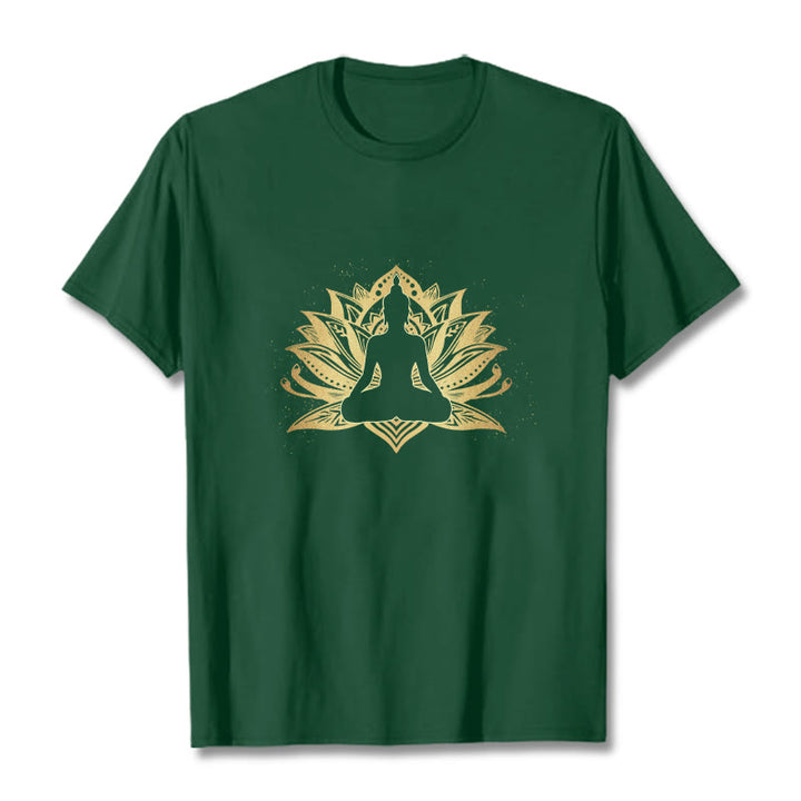 Buddha Stones ​​Golden Lotus Meditation Buddha T T-shirt - Waldgrün - 2XL - image 10