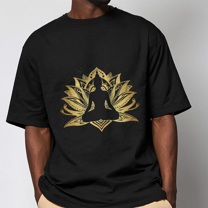 Buddha Stones ​​Golden Lotus Meditation Buddha T T-shirt - image 1