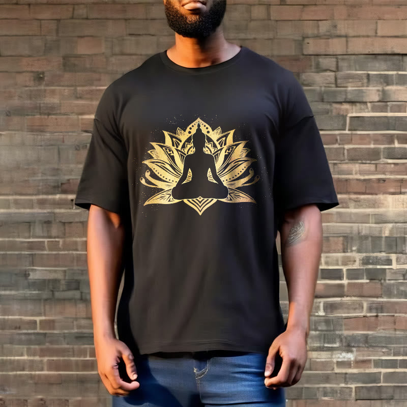 Buddha Stones ​​Golden Lotus Meditation Buddha T T-shirt - image 3