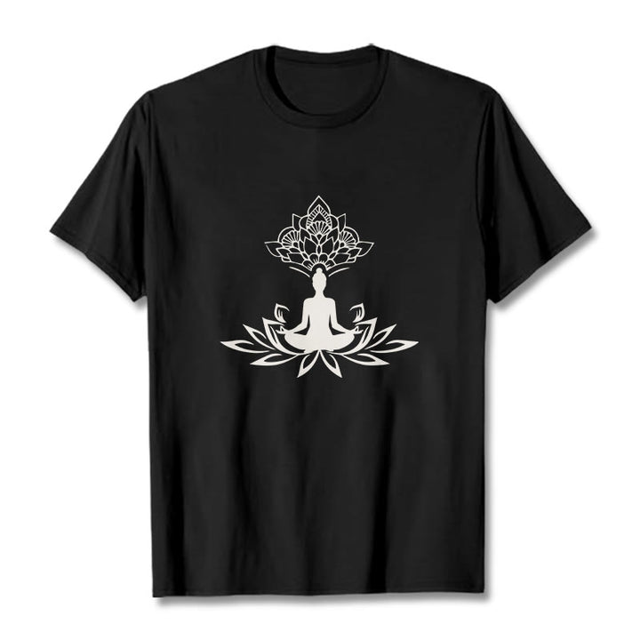 Buddha Stones ​​Lotus Blume Meditation Buddha T T-shirt - Schwarz - 2XL - image 5