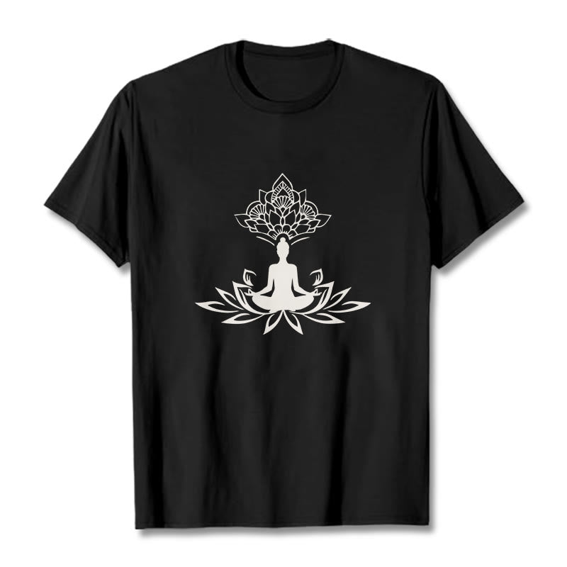 Buddha Stones ​​Lotus Blume Meditation Buddha T T-shirt - Schwarz - 2XL - image 4