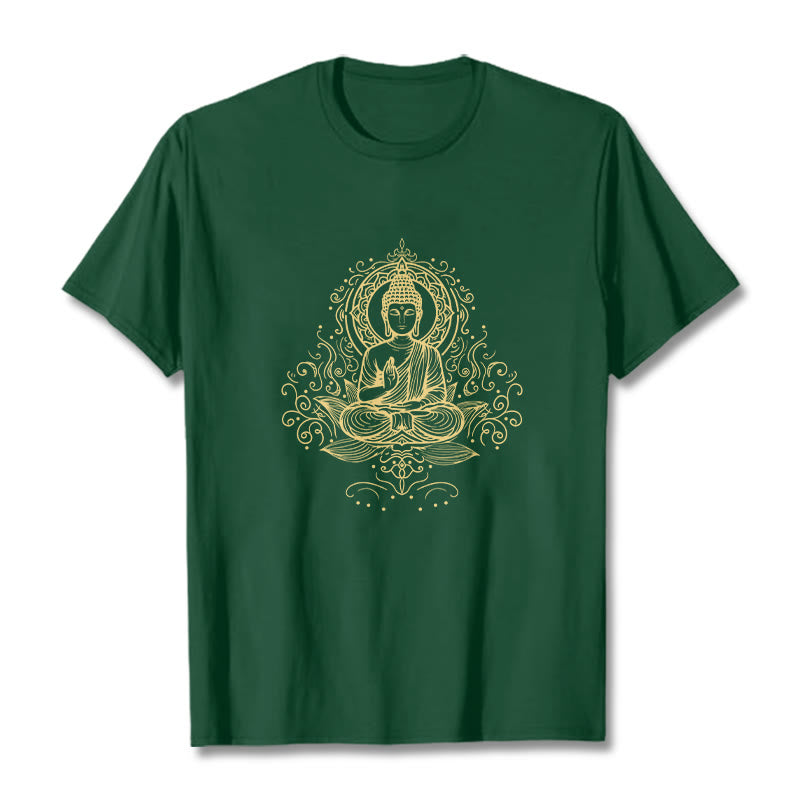 Buddha Stones ​​Lotus Blume Reben Meditation Buddha T T-shirt - WaldGrün - 2XL - image 1