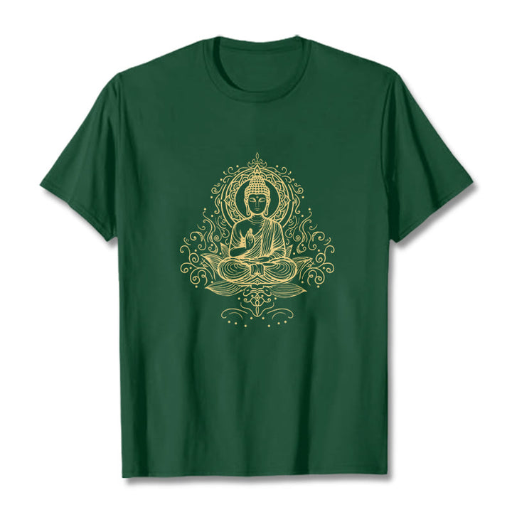 Buddha Stones ​​Lotus Blume Reben Meditation Buddha T T-shirt - WaldGrün - 2XL - image 1