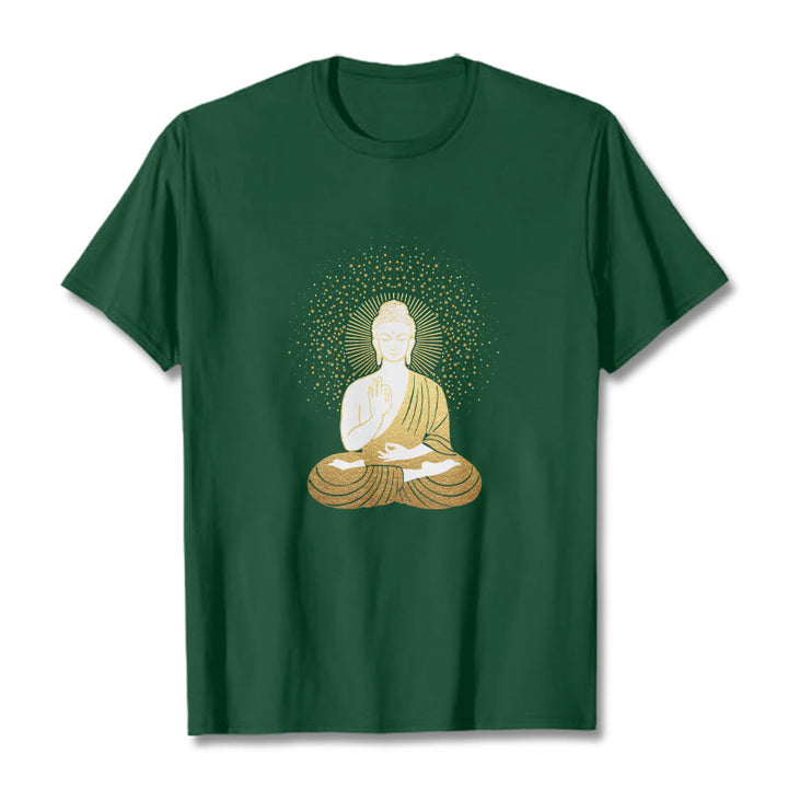 Buddha Stones Goldene Meditation Buddha Mit Goldenen Aura T T-shirt