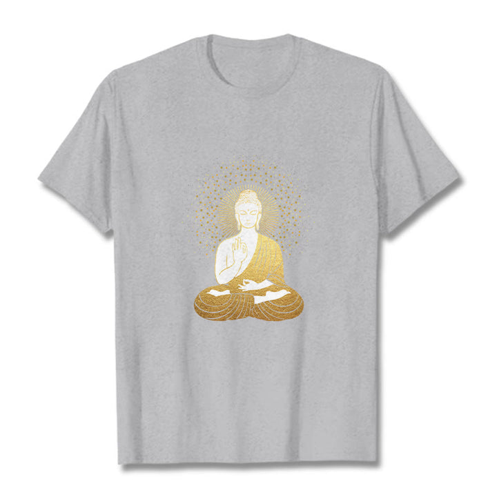 Buddha Stones Goldene Meditation Buddha Mit Goldenen Aura T T-shirt
