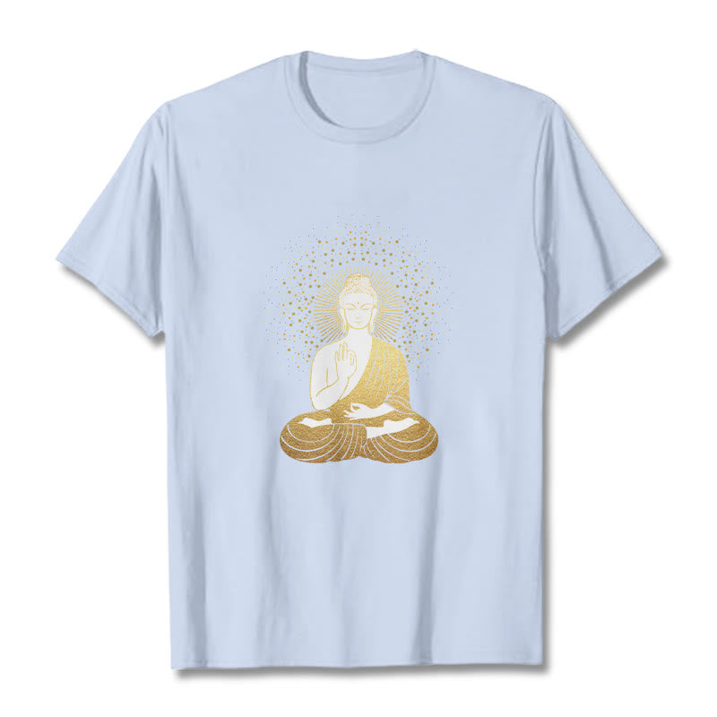 Buddha Stones Goldene Meditation Buddha Mit Goldenen Aura T T-shirt
