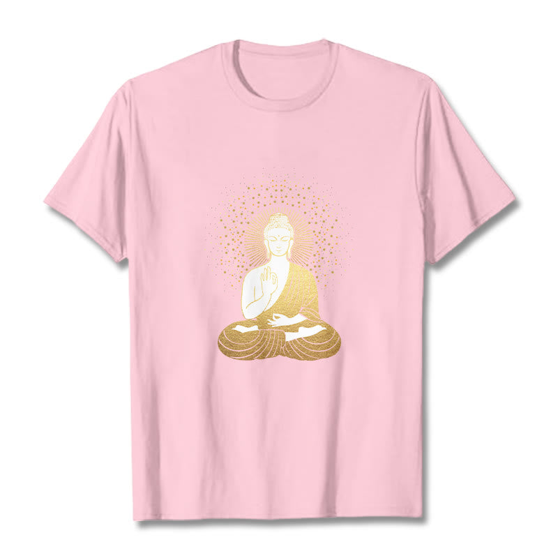 Buddha Stones ​​Goldene Meditation Buddha Mit Goldenen Aura T T-shirt - Hellrosa - 2XL - image 13