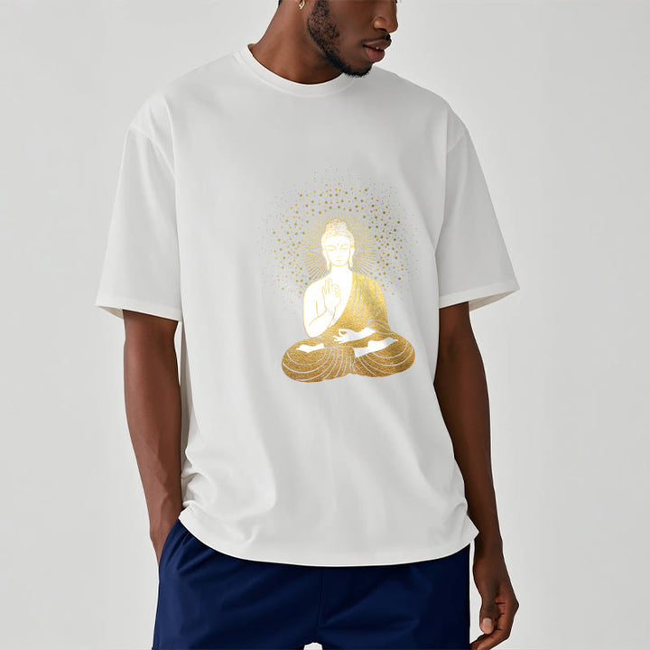 Buddha Stones Goldene Meditation Buddha Mit Goldenen Aura T T-shirt