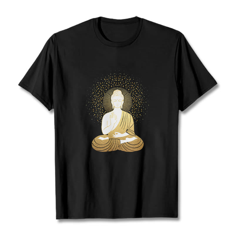 Buddha Stones ​​Goldene Meditation Buddha Mit Goldenen Aura T T-shirt - Schwarz - 2XL - image 3