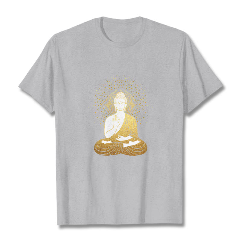 Buddha Stones ​​Goldene Meditation Buddha Mit Goldenen Aura T T-shirt - Hellgrau - 2XL - image 19