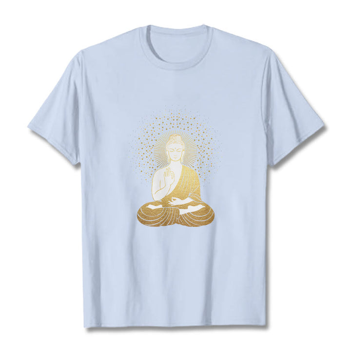 Buddha Stones ​​Goldene Meditation Buddha Mit Goldenen Aura T T-shirt - Hellcyan - 2XL - image 18