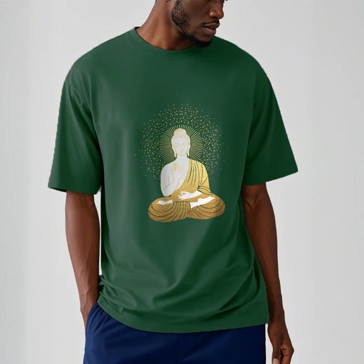 Buddha Stones Goldene Meditation Buddha Mit Goldenen Aura T T-shirt