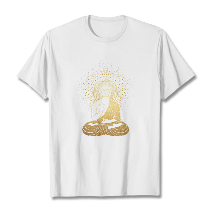 Buddha Stones Goldene Meditation Buddha Mit Goldenen Aura T T-shirt