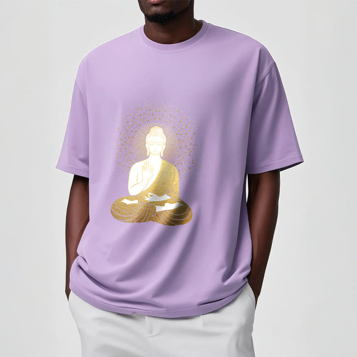 Buddha Stones Goldene Meditation Buddha Mit Goldenen Aura T T-shirt