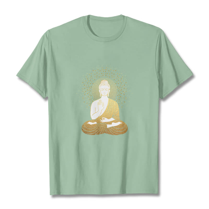 Buddha Stones ​​Goldene Meditation Buddha Mit Goldenen Aura T T-shirt - Blassgrün - 2XL - image 15