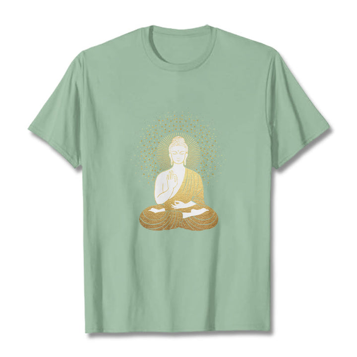 Buddha Stones ​​Goldene Meditation Buddha Mit Goldenen Aura T T-shirt - Blassgrün - 2XL - image 15