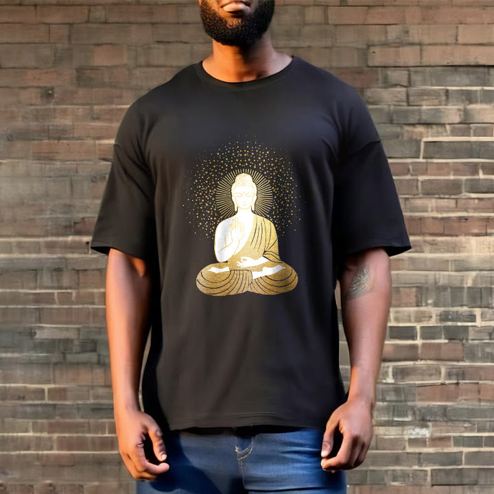 Buddha Stones Goldene Meditation Buddha Mit Goldenen Aura T T-shirt