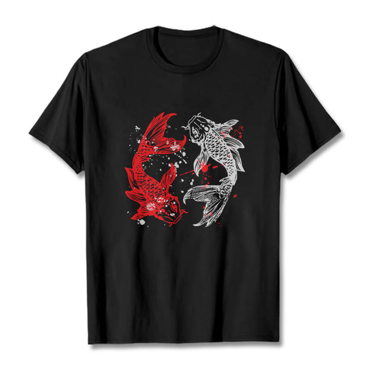 Buddha Stones Rot Schwarz Koi Fisch T-Shirt