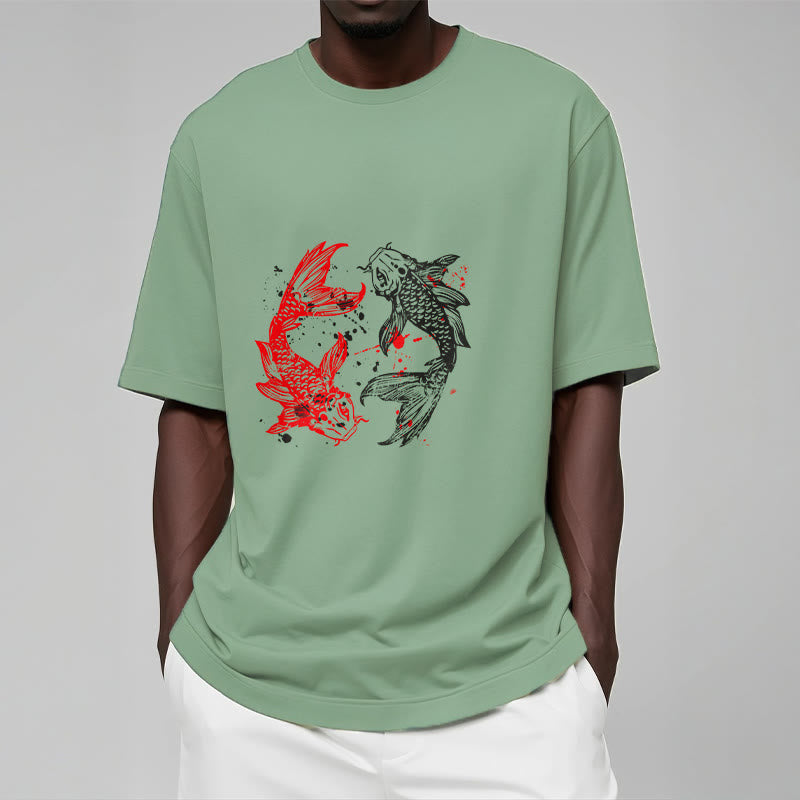 Buddha Stones Rot Schwarz Koi Fisch T-Shirt