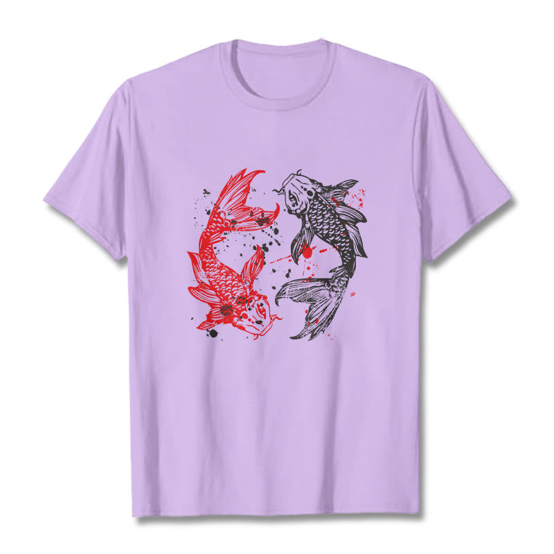 Buddha Stones ​​Rot Schwarz Koi Fisch T-Shirt - Pflaume - 2XL - image 16