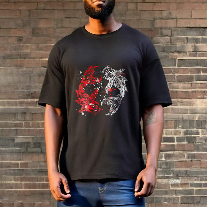 Buddha Stones Rot Schwarz Koi Fisch T-Shirt